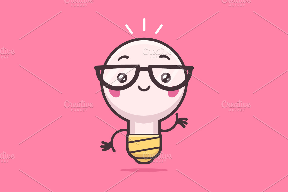 Light Bulb Geek Mascot in Illustrations - product preview 8