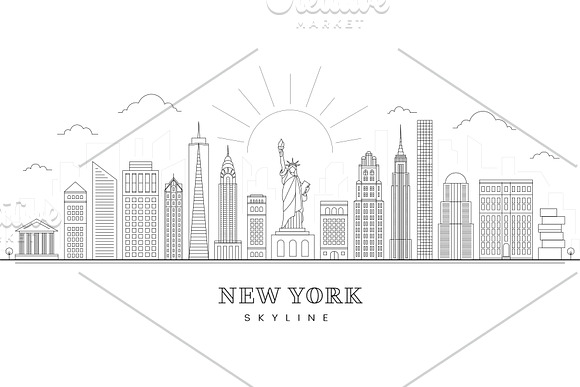 New York City - Skyline in Black And White Icons - product preview 1