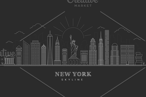 New York City - Skyline in Black And White Icons - product preview 2