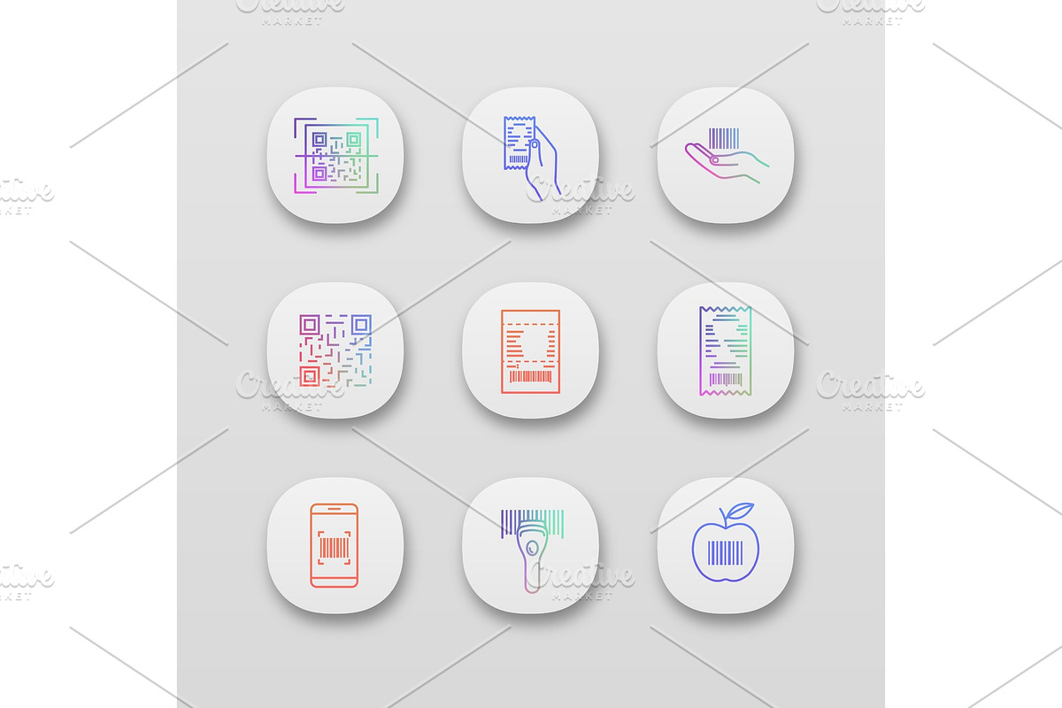 Barcodes app icons set in Objects - product preview 8