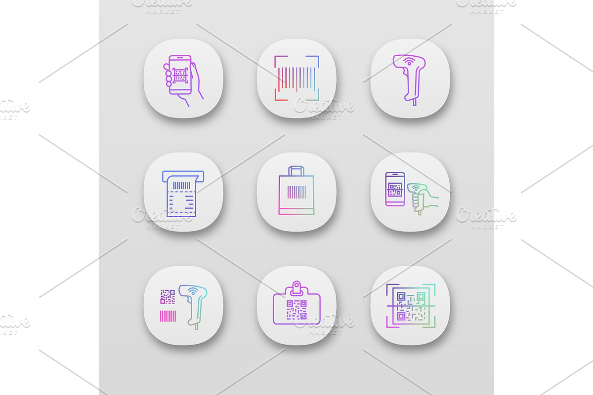 Barcodes app icons set in Objects - product preview 8