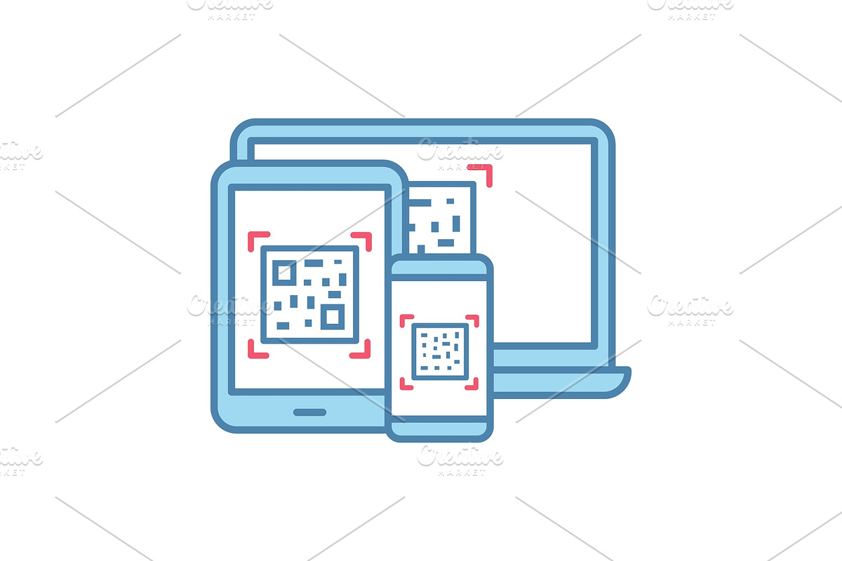 QR codes on different devices icon in Illustrations - product preview 8