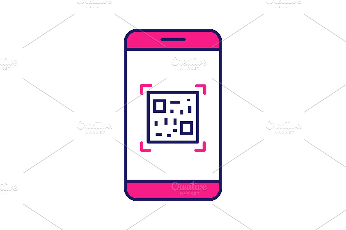 QR code scanning app color icon in Illustrations - product preview 8