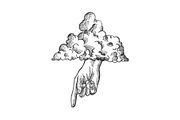 Hand of God sketch engraving vector
