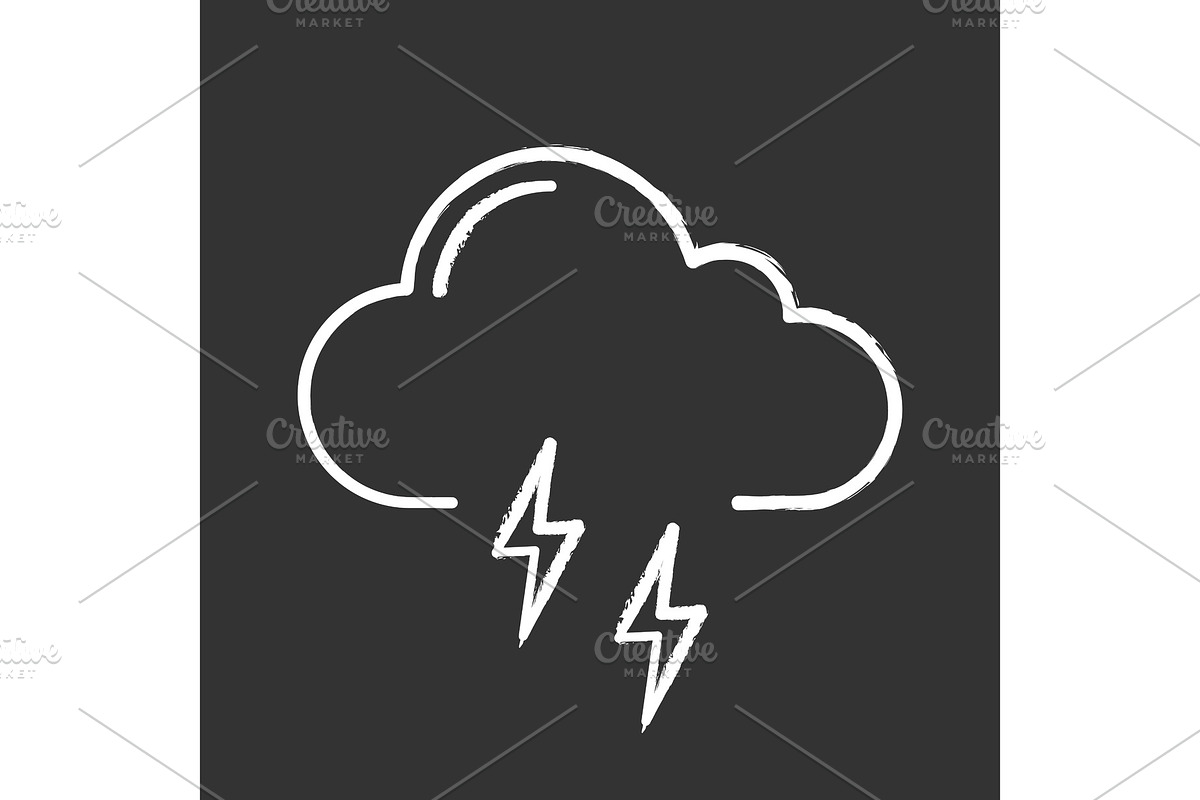 Thunderstorm chalk icon in Illustrations - product preview 8