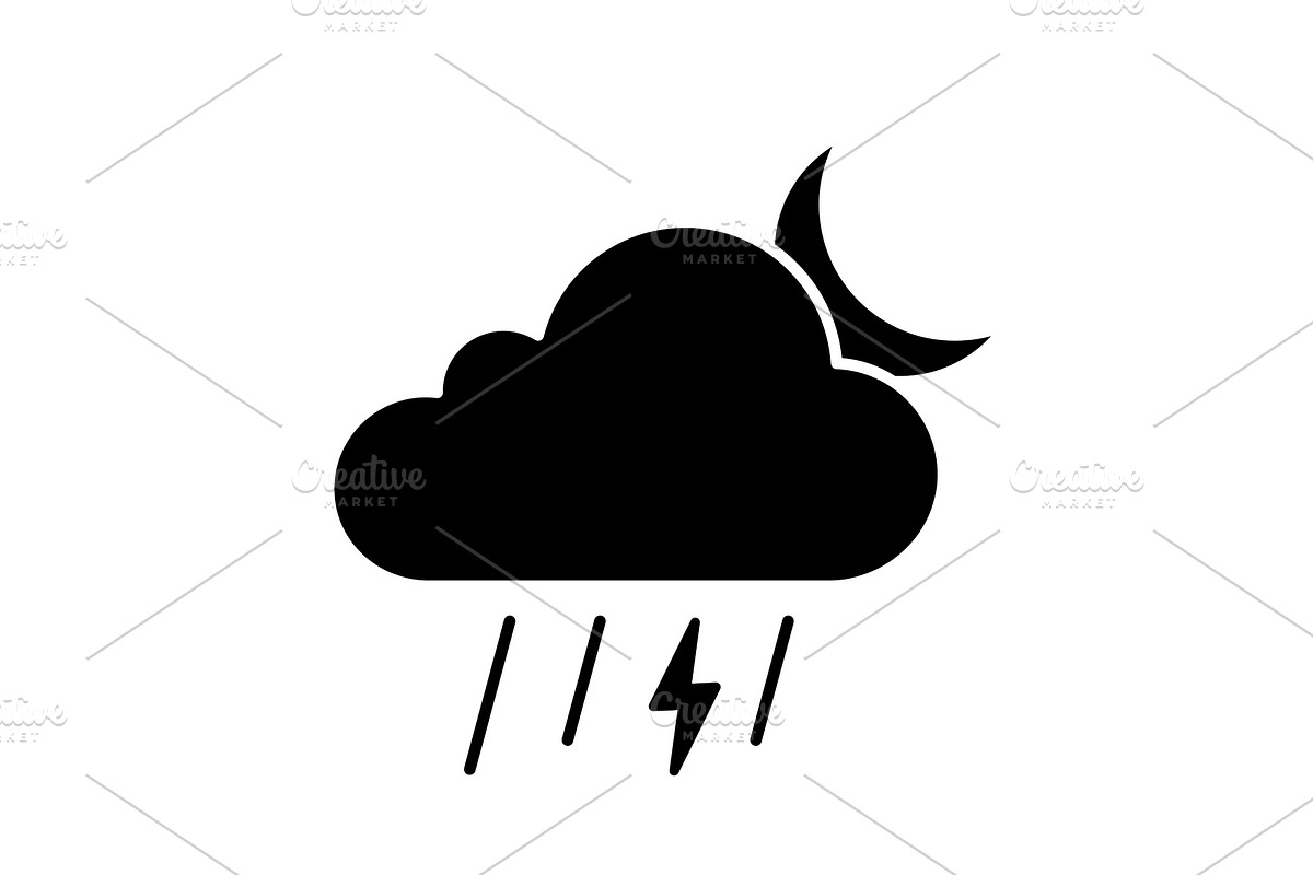 Night thunderstorm glyph icon in Illustrations - product preview 8