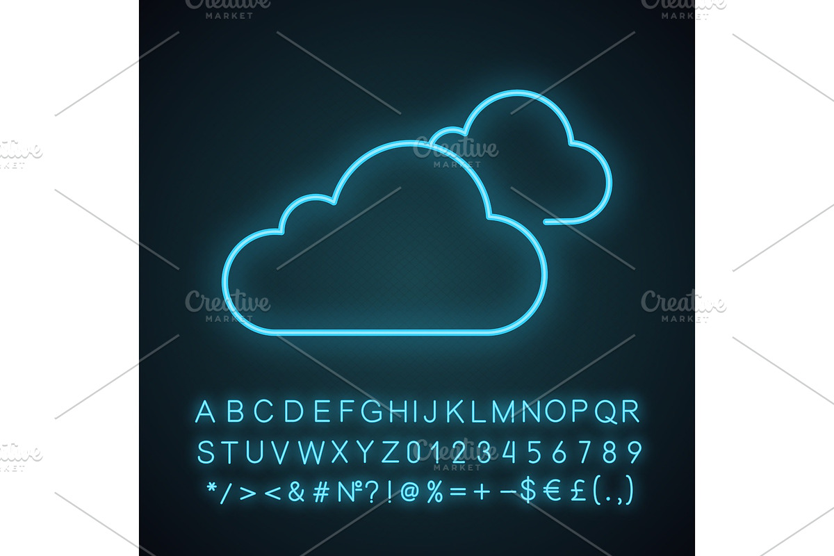 Cloudy weather neon light icon in Objects - product preview 8