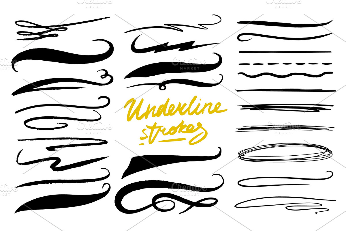 Set of underline. Marker Brush in Illustrations - product preview 8