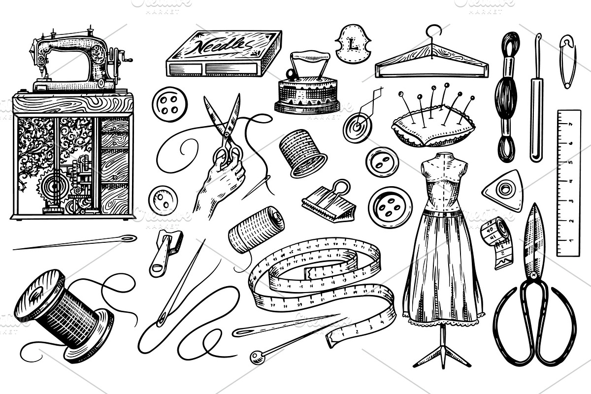 Set of sewing tools and in Objects - product preview 8