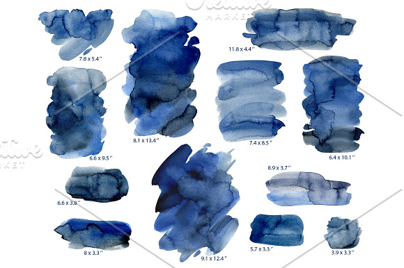 Navy Blue Watercolor Stains Splashes in Illustrations - product preview 1