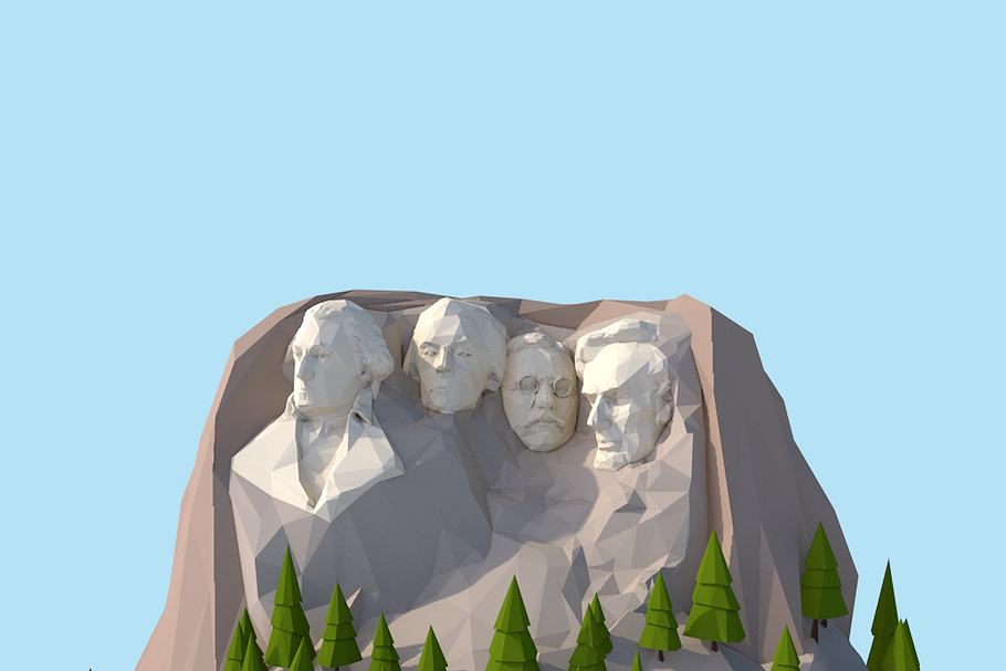Cartoon Low Poly United States Rushm in Architecture - product preview 8