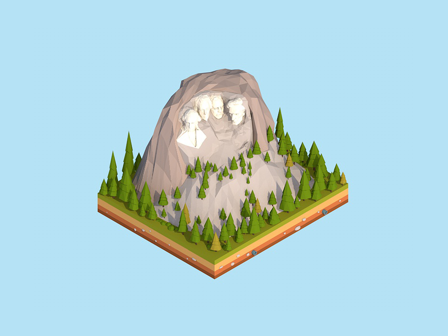 Cartoon Low Poly United States Rushm in Architecture - product preview 2