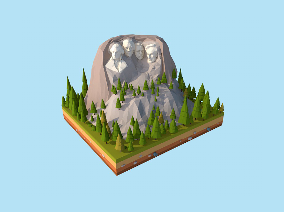 Cartoon Low Poly United States Rushm in Architecture - product preview 5