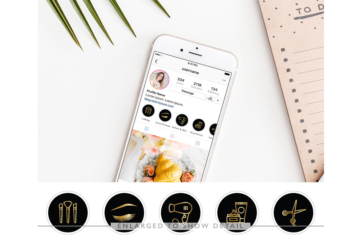 Black & Gold Instagram Cover Icons in Instagram Templates - product preview 8