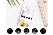 Black & Gold Instagram Cover Icons
