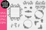 Hand Drawn Floral Frames Graphic