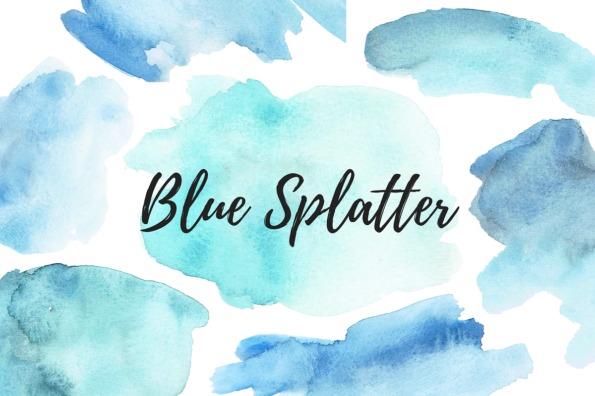 Blue Watercolor Splatter Clipart in Illustrations - product preview 8