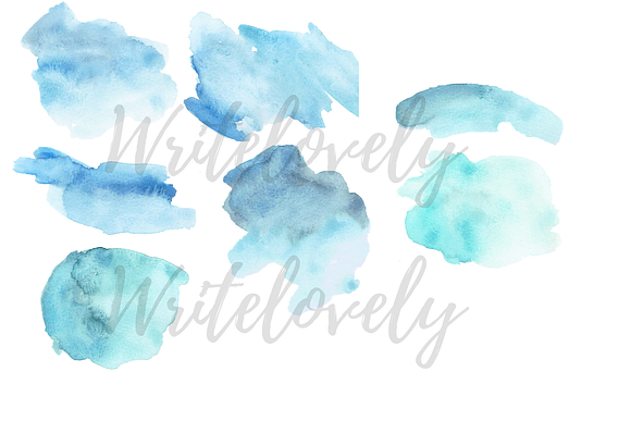 Blue Watercolor Splatter Clipart in Illustrations - product preview 1