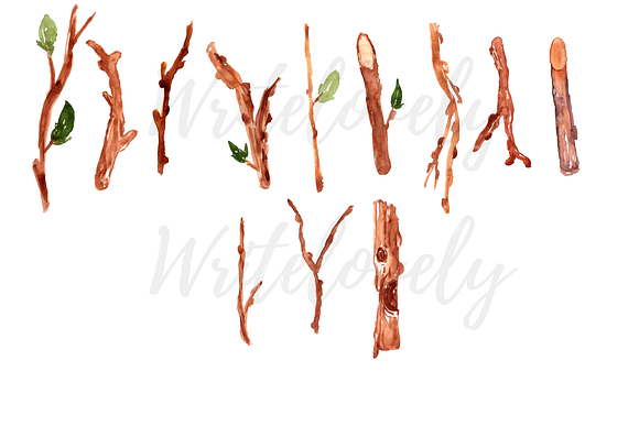 Watercolor Twig Sticker Clipart in Illustrations - product preview 1