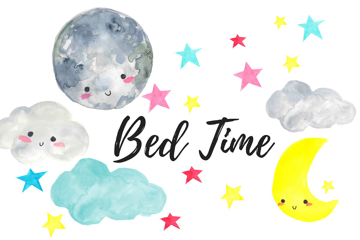 Watercolor Night Nursery Clipart in Illustrations - product preview 8