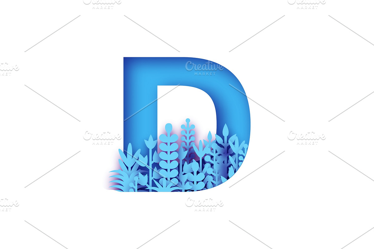 Origami organic paper cut letter D in Illustrations - product preview 8