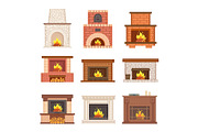 Fireplace from Stone, Brick and