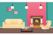 Designer Room with Fireplace and