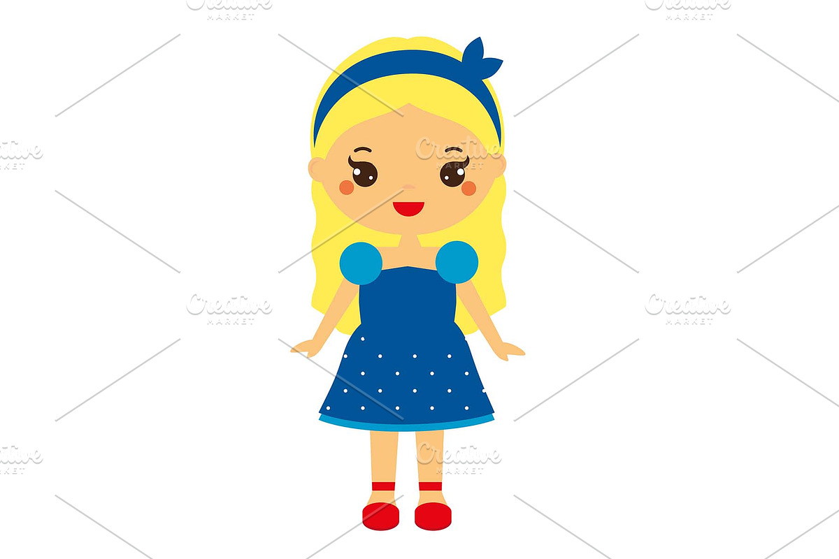 Cute girl Pretty child in blue dress in Icons - product preview 8