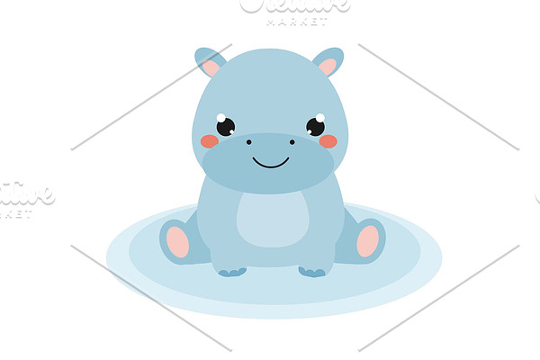 Cute hippo Cartoon baby hippopotamus