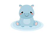 Cute hippo Cartoon baby hippopotamus