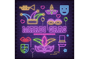 Mardi Gras Neon Icons