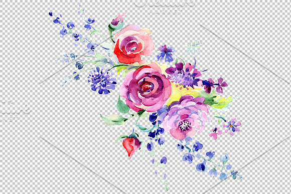 Bouquet Freshness Watercolor png in Illustrations - product preview 1