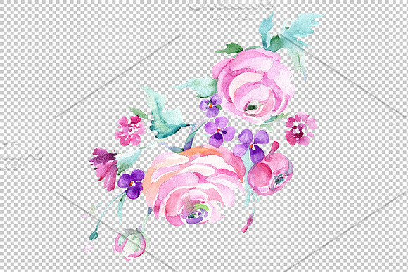 Bouquet Freshness Watercolor png in Illustrations - product preview 4