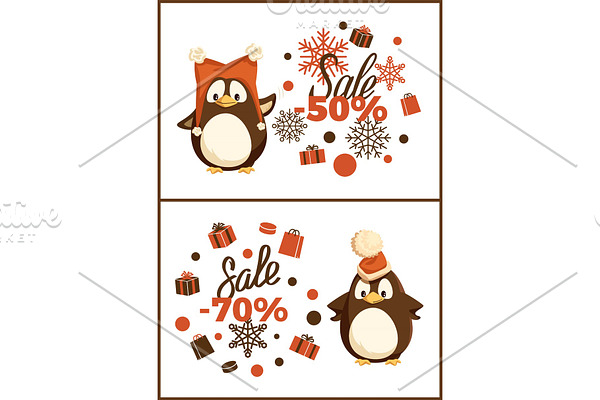 Christmas Sale Penguin in Hat with