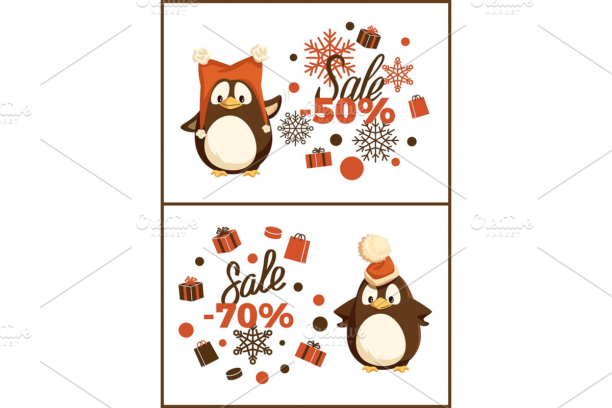 Christmas Sale Penguin in Hat with in Illustrations - product preview 8