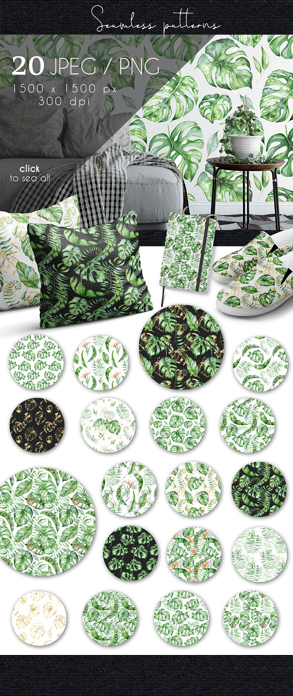 Tropical seamless patterns in Patterns - product preview 1