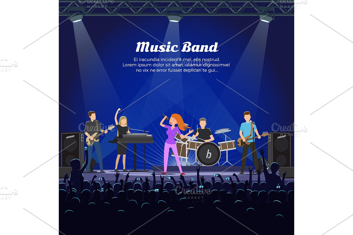 Music Band Singers and Musicians in Illustrations - product preview 8