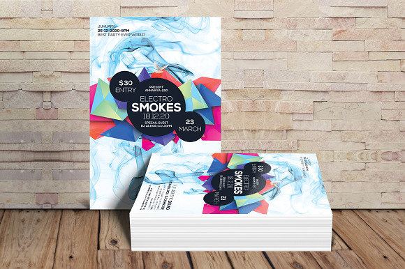 Electro Smoke Night Party Flyer in Flyer Templates - product preview 1