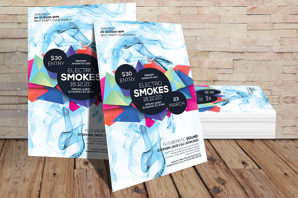 Electro Smoke Night Party Flyer in Flyer Templates - product preview 2