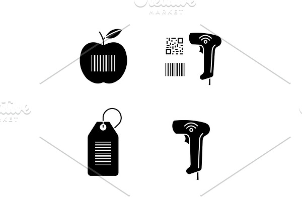 Barcodes glyph icons set