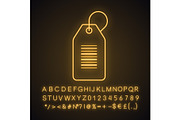 Barcode label neon light icon