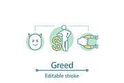 Greed concept icon