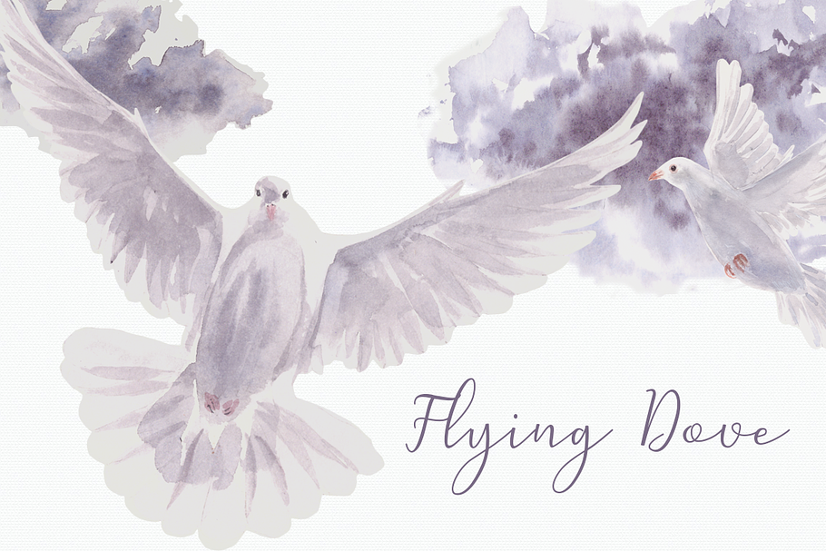 Flying Dove - Watercolor Clip Art in Illustrations - product preview 8