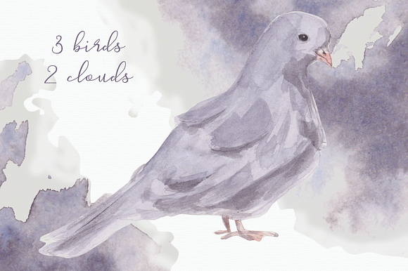 Flying Dove - Watercolor Clip Art in Illustrations - product preview 1
