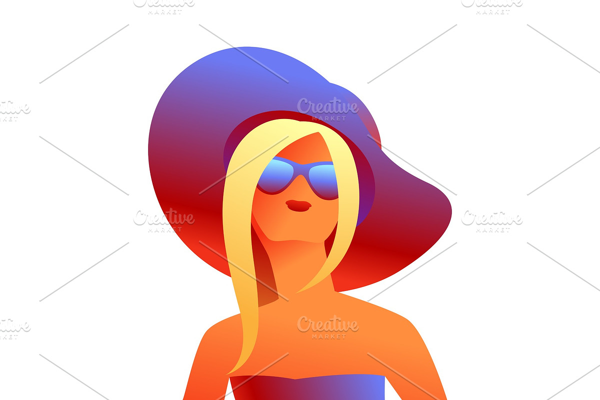 Blonde girl in sunglasses. in Illustrations - product preview 8