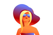 Blonde girl in sunglasses.
