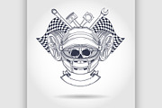 Racer skull with helmet 