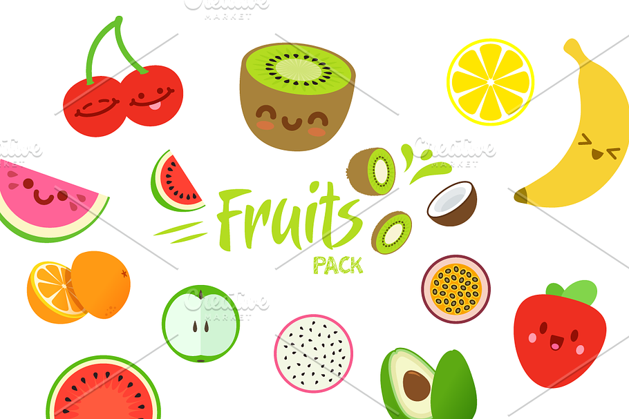 Fresh Fruits vector objects in Illustrations - product preview 8