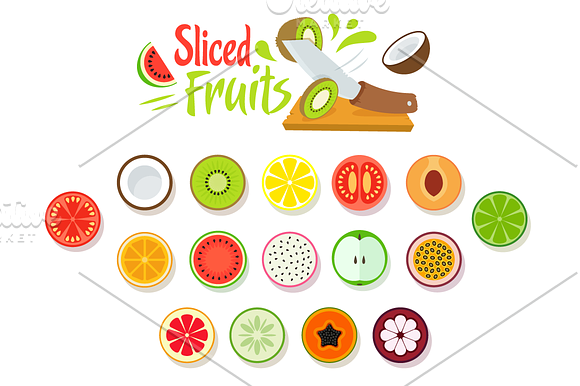 Fresh Fruits vector objects in Illustrations - product preview 2