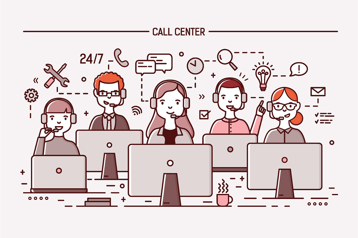 Call center and technical support in Illustrations - product preview 8